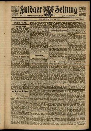 Erste Ausgabe vom Mittwoch, den 04. Juli 1906.