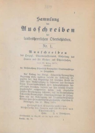 28. März 1874-24. November 1877 = Nr. 1-64