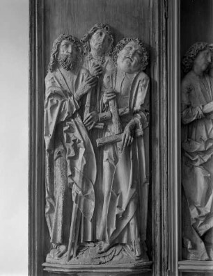 Windsheimer Apostelaltar — Altar im geöffneten Zustand — Linker Altarflügel — Paulus, Judas Thaddäus und Philippus