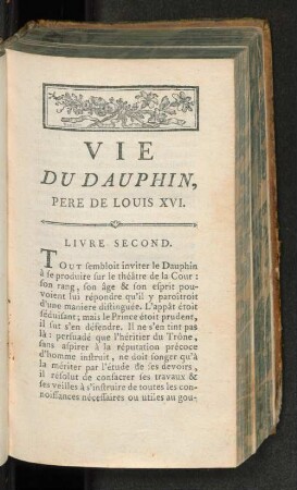 Vie du Dauphin, Pere de Louis XVI. Livre Second.