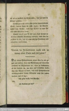 Warum die Präpositionen nach und zu immer einen Dativ nach sich haben?