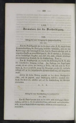 LXII. Formulare für die Vertheidigung