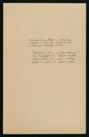 Belegungen Wintersemester 1886/1887