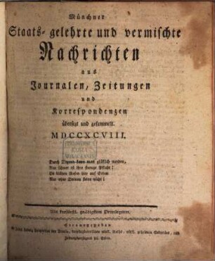 Kurfürstlich gnädigst privilegirte Münchner-Zeitung. 1798