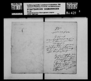 Inventar über das Vermögen des Glasermeisters Anton Kauth in Jungnau