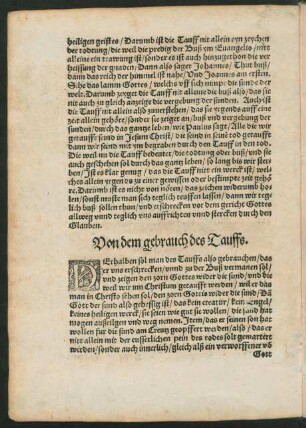 Von dem gebrauch des Tauffs.