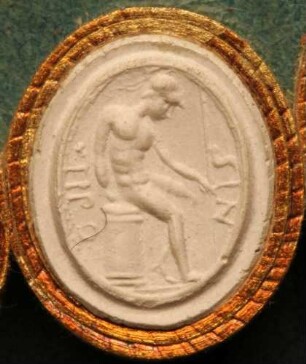 Behelmter Mann mit einem Spieß in der Hand (Daktyliothek, Supplement)