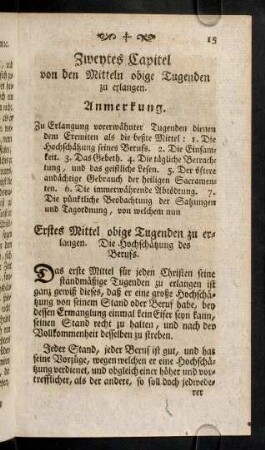 15-33, Zweytes Capitel von den Mitteln obige Tugenden zu erlangen