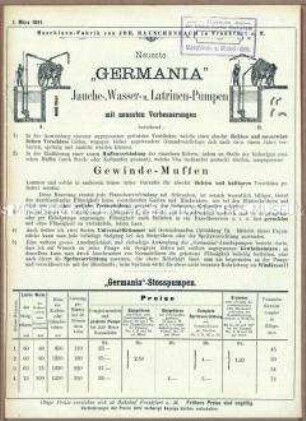 Jauche-, Wasser- und Latrinen-Pumpen