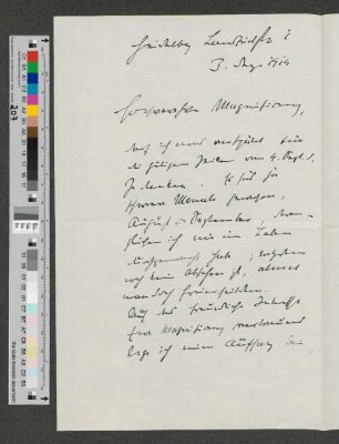 Brief an Werner von Melle
