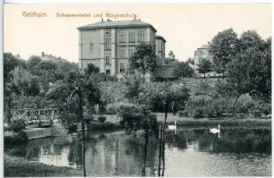 Geithain. Schwanenteich und Bürgerschule