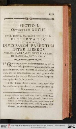 Sectio I. Opvscvlvm XXVIII