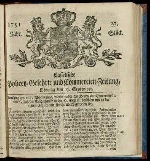 37. Stueck, Montag den 13. September 1751