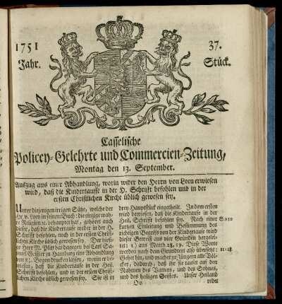 37. Stueck, Montag den 13. September 1751
