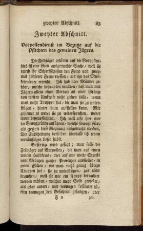 Zweyter Abschnitt. Vorpostendienst im Bezuge auf die Pflichten des gemeinen Jägers.