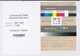 Entnazifizierung Hubert Scheeren, geb. 26.10.1898 (Postobersekretaer)