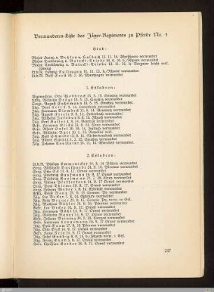 Verwundeten-Liste des Jäger-Regiments zu Pferde Nr. 5
