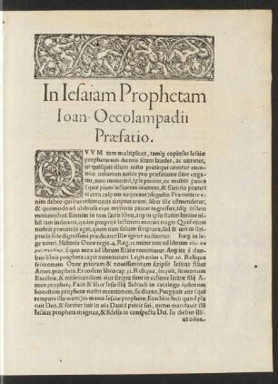 In Iesaiam Prophetam Ioan. Oecolampadii Praefatio.