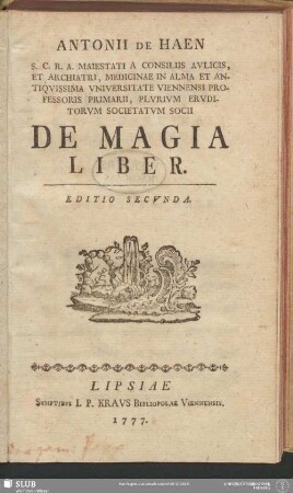 Antonii De Haen ... De Magia Liber