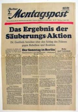 Wochenzeitung "Berliner Montagspost" zur "Röhm-Affäre"