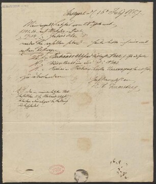 Brief an B. Schott's Söhne : 16.07.1827