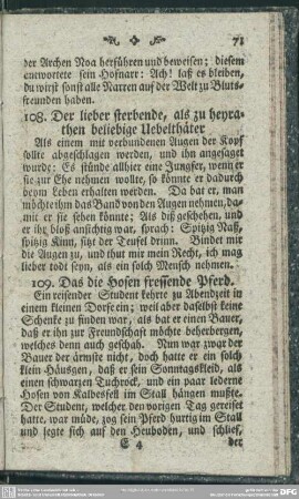 108. Der lieber sterbende, als zu heyrathen beliebige Uebelthäter