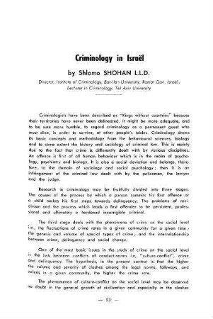 53-61, Criminology in Israël
