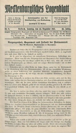 Nr. 9. Rostock, Sonntag, den 23. Dezember 1917.