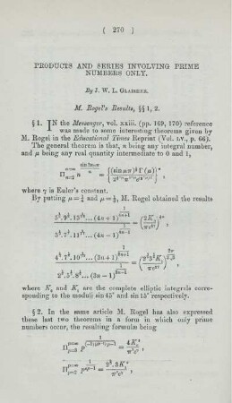 Products and series involving prime numbers only.