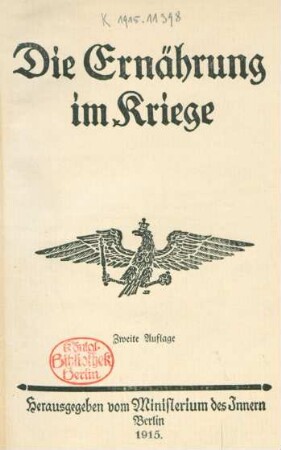 Die Ernährung im Kriege