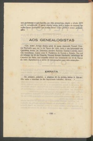 Aos genealogistas