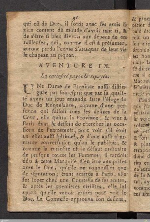 Aventure IX. La curiosité payée & repayée.