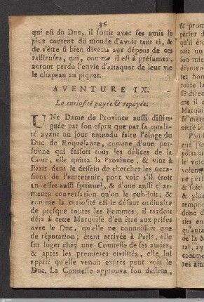 Aventure IX. La curiosité payée & repayée.