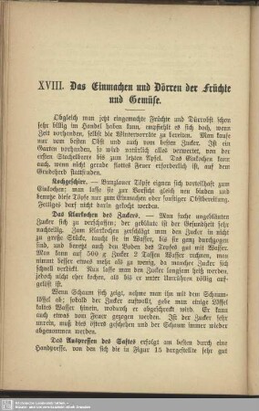 XVIII. Das Einmachen und Dörren der Früchte und Gemüse