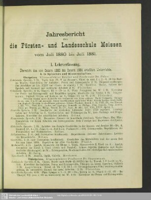 Jahresbericht über die Fürsten- und Landesschule Meissen vom Juli 1880 bis Juli 1881