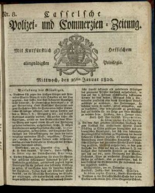 Nr. 8, Mittwoch, den 26sten Januar 1820