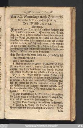 Am XX. Sonntage nach Trinitatis.