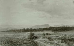 Landschaft mit Erntewagen