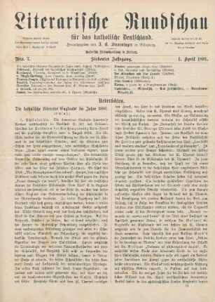 193-198 Die katholische Literatur Englands im Jahre 1880 : Schluß