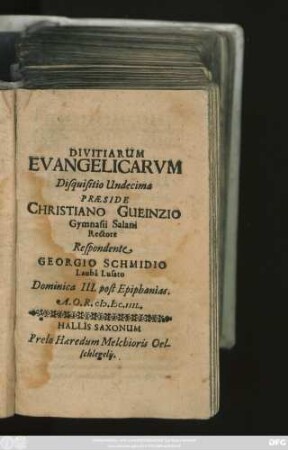 Divitiarum Evangelicarum Disquisitio Undecima