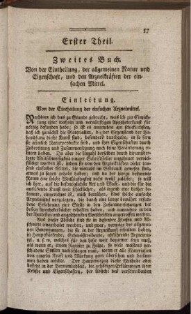 Einleitung. Von der Eintheilung der einfachen Arzneimittel