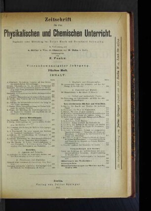 Vierundzwanzigster Jahrgang. Fünftes Heft.