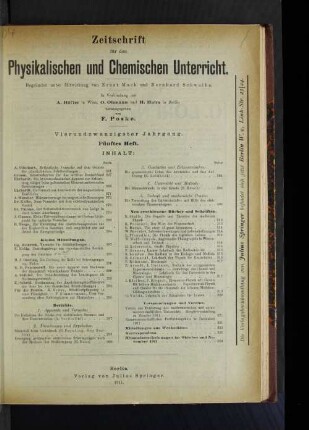 Vierundzwanzigster Jahrgang. Fünftes Heft.