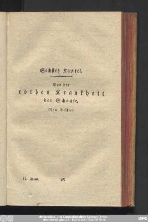 Sechstes Kapitel. Von der rothen Krankheit der Schaafe. Von Tessier.
