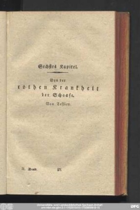 Sechstes Kapitel. Von der rothen Krankheit der Schaafe. Von Tessier.