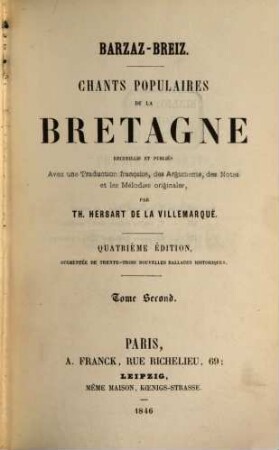 Barzaz-Breiz : chants populaires de la Bretagne. 2