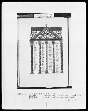 Evangeliar mit Capitulare, Palastschule Karls des Kahlen — Kanon V, Folio 12verso