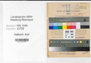 Entnazifizierung Karl Halbach , geb. 18.06.1896 (Werkmeister)