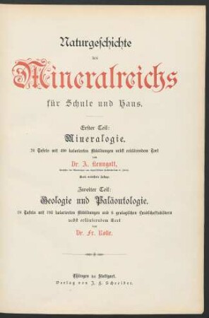 Abt. 3, T.1: Mineralogie : 24 Taf. mit 490 kolorierten Abb. nebst erklärendem Text