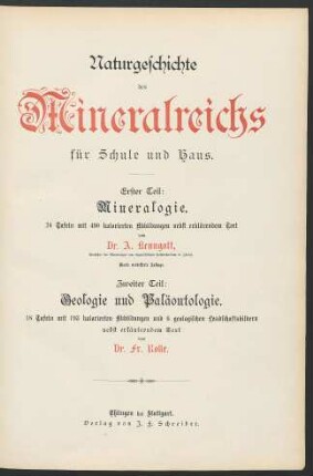 Abt. 3, T.1: Mineralogie : 24 Taf. mit 490 kolorierten Abb. nebst erklärendem Text
